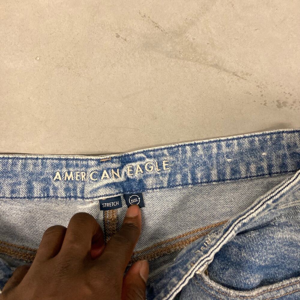 Y2K American eagle ripped baggy jeans 34x32 - Picture 3 of 6